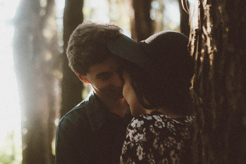 Couple hugging in nature