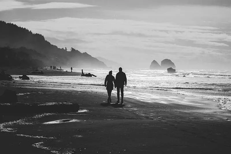Couple taking a walk on beach
