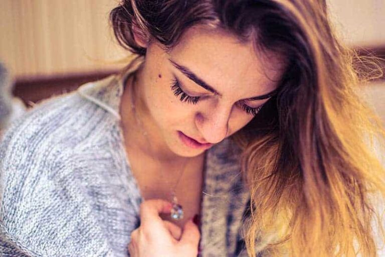 sad woman looking down
