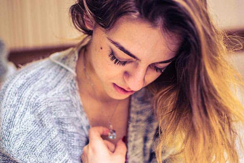 sad woman looking down