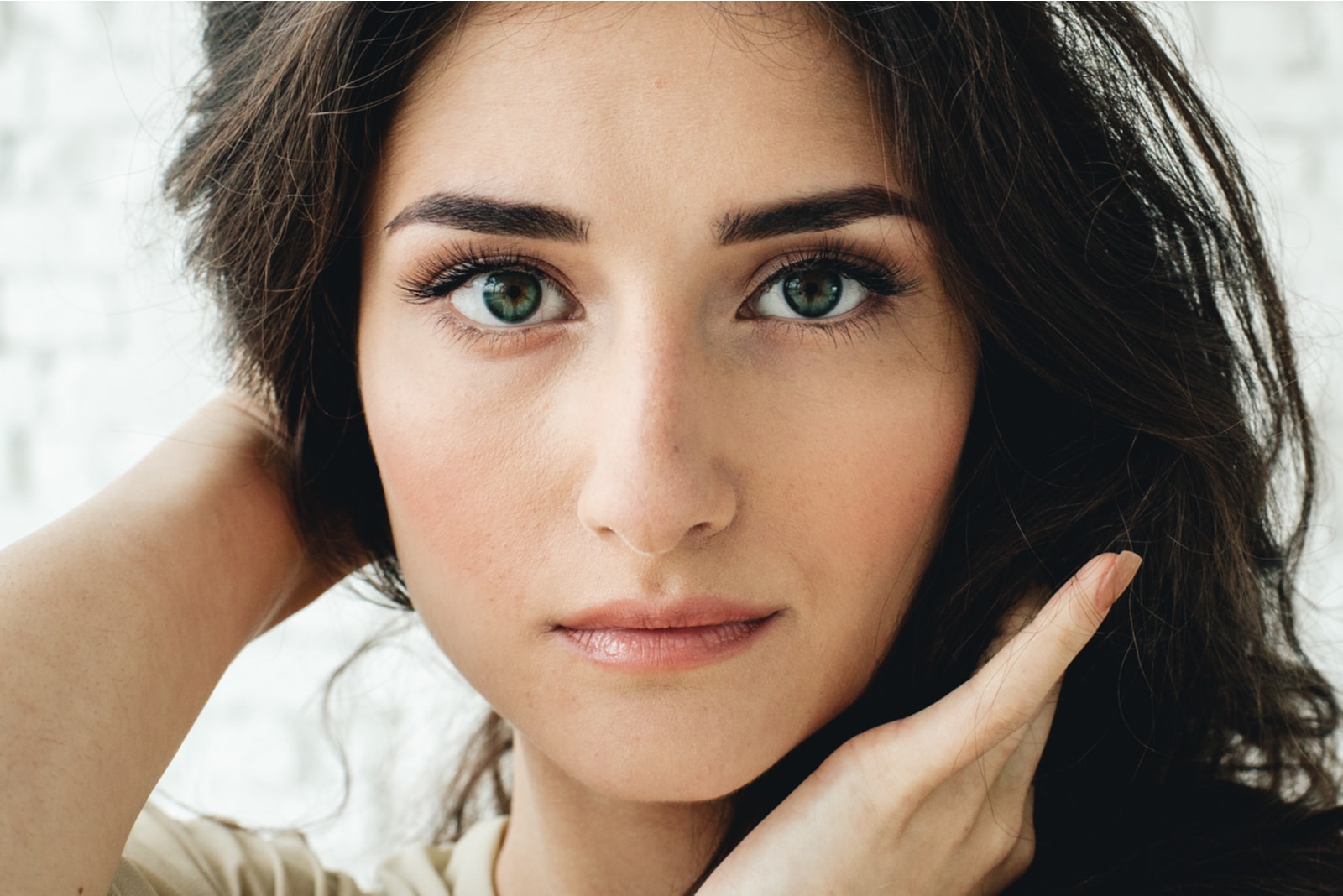 woman with beautiful green eyes