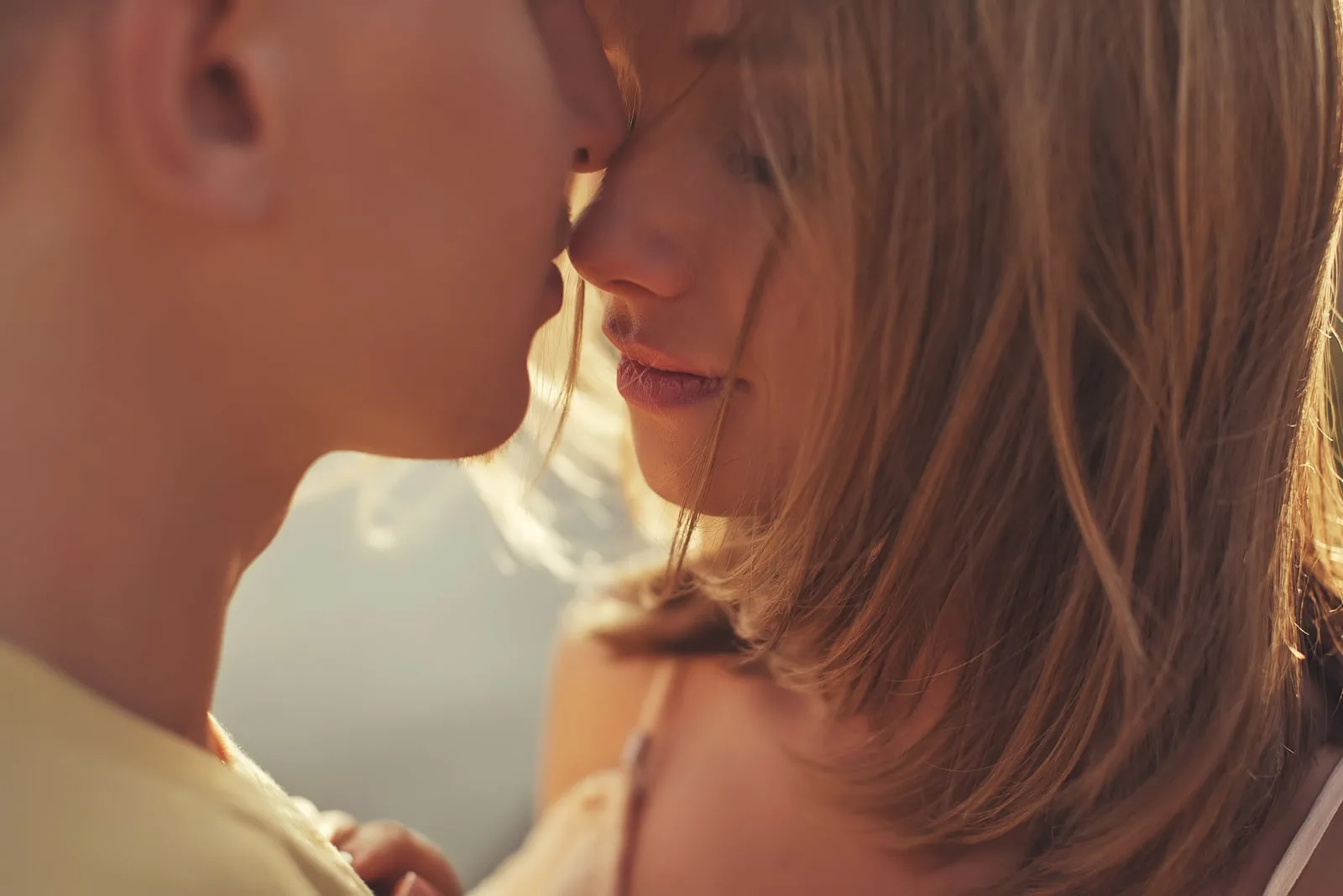 young couple cuddling