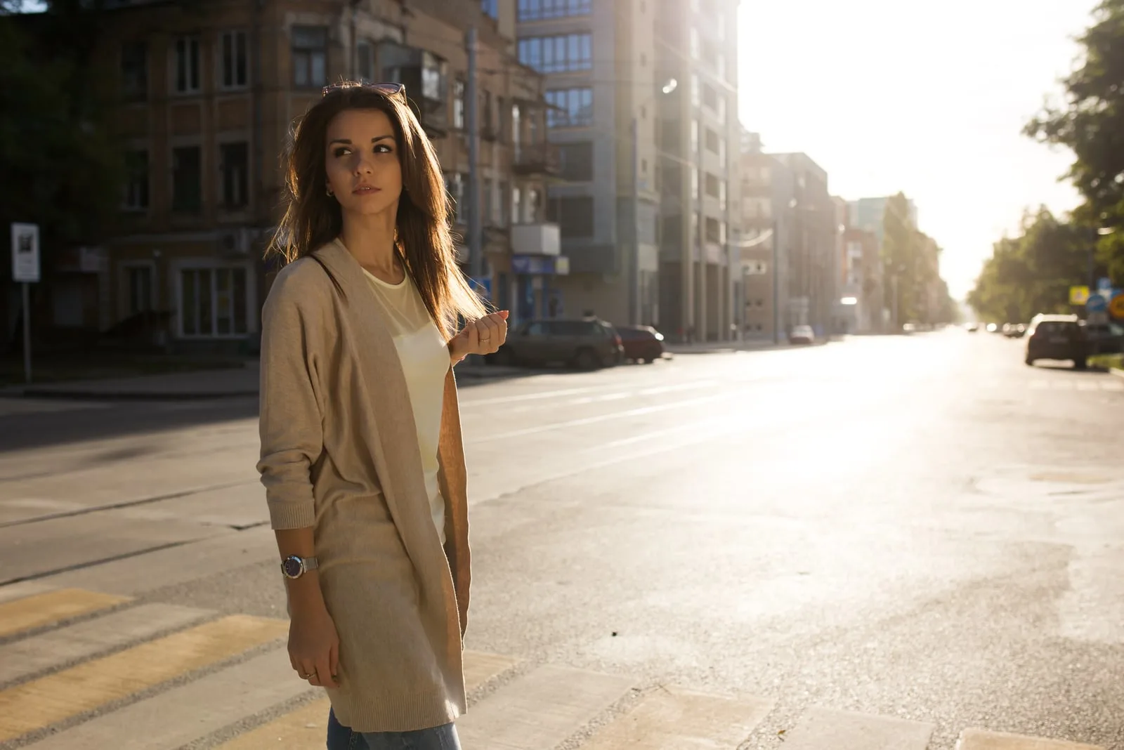 woman walking on the street