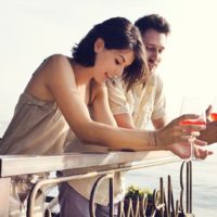 couple drinking coctail outdoor