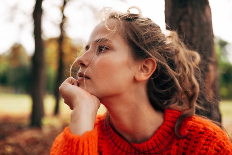 beautiful young woman outside