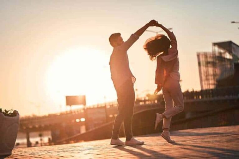couple dancing outside