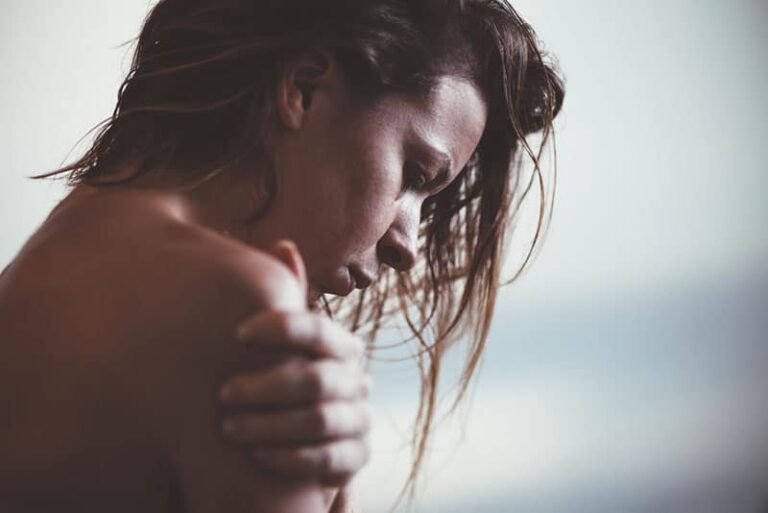 depressed woman staring
