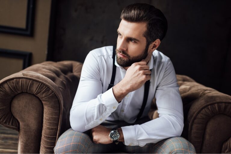 handsome pensive man sitting
