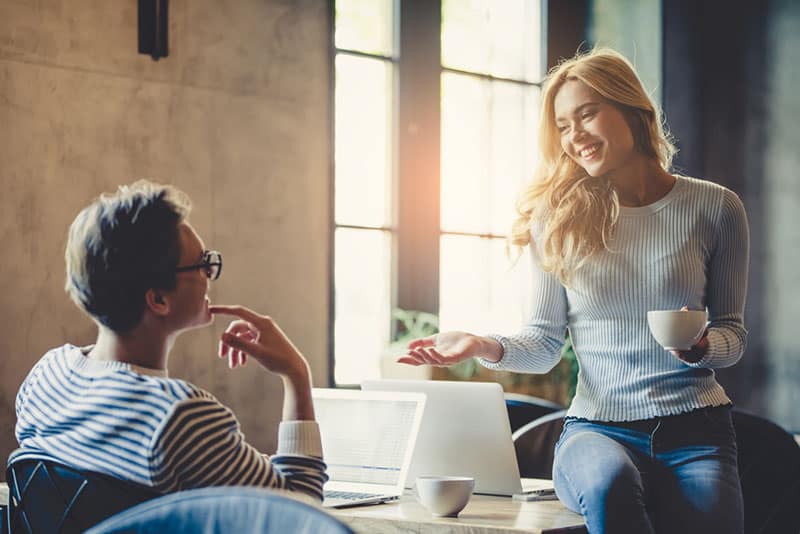 couple talking in the office