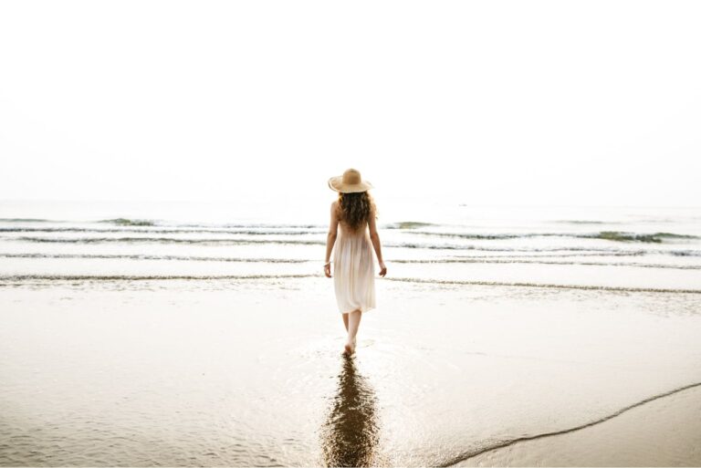 woman walking on the beach