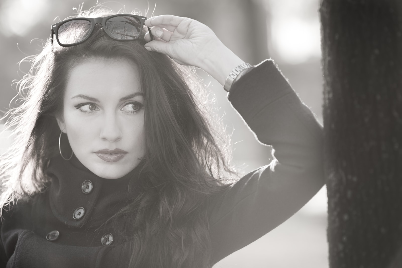 serious woman standing outdoor