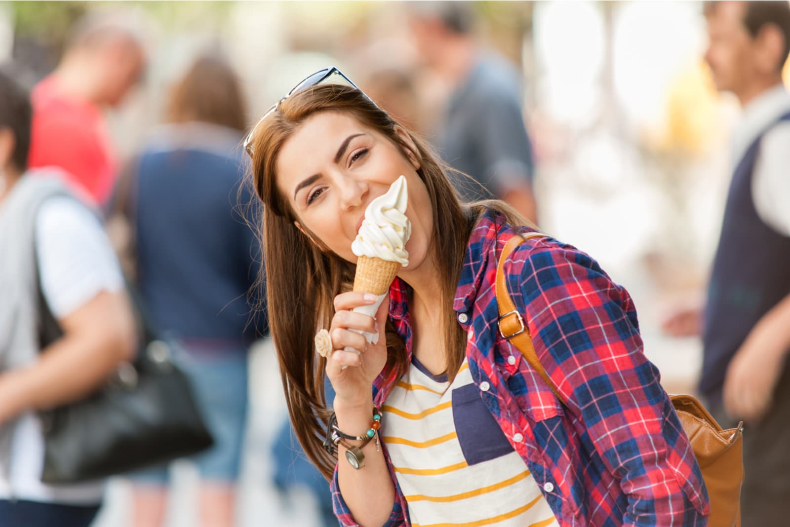 young woman eating ice cream