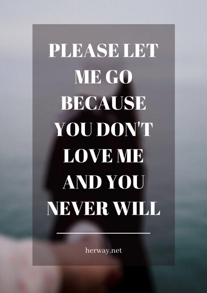 Please Let Me Go Because You Don't Love Me And You Never Will