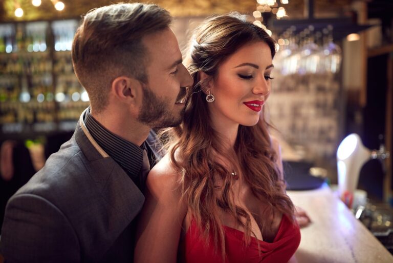 a man flirts with a beautiful woman