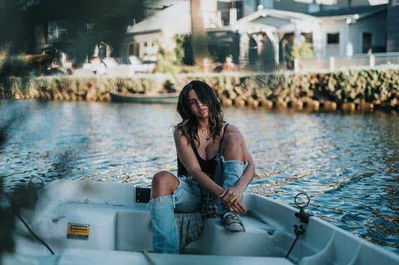 woman sitting on a boat
