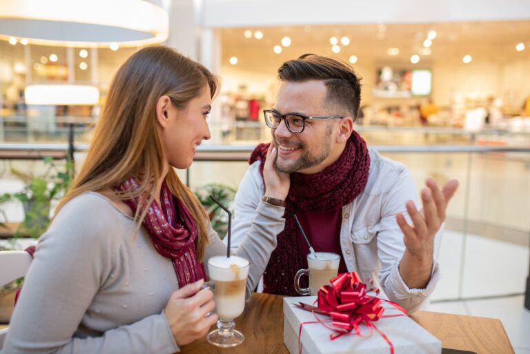 a man and a woman are talking