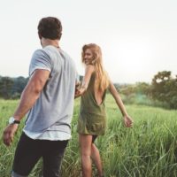 couple walking in nature