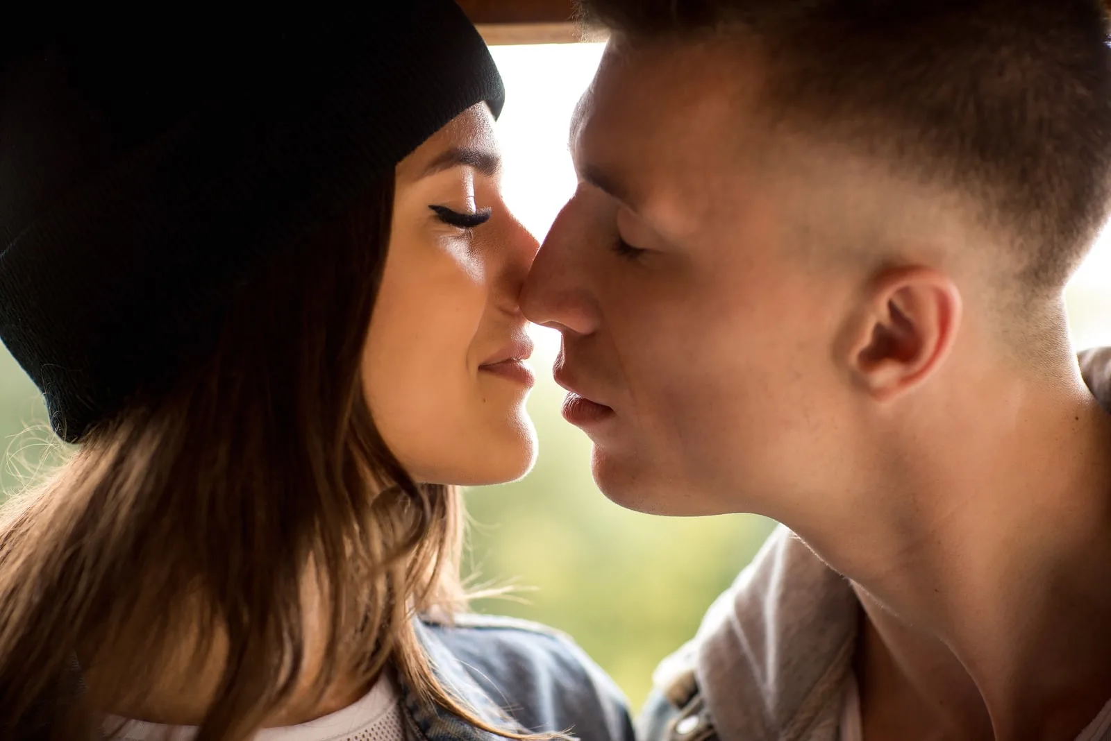 young couple cuddling
