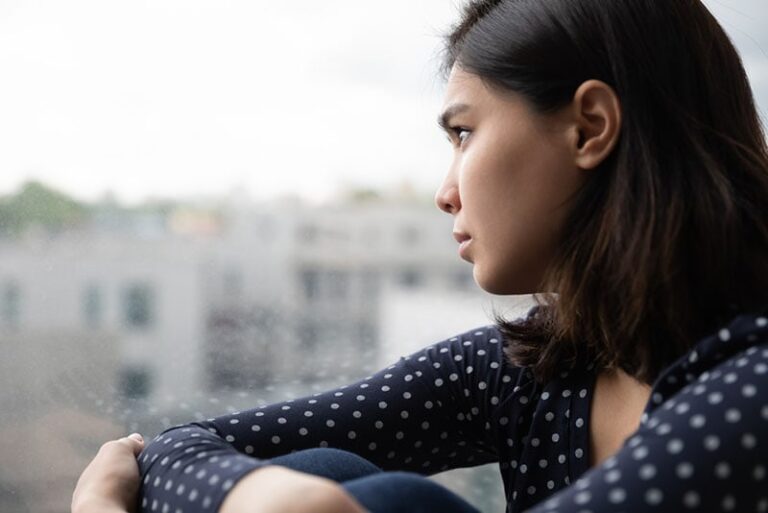 worried woman looking away