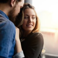 couple in love hugging and sharing emotions