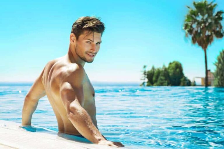 handsome man in swimming pool