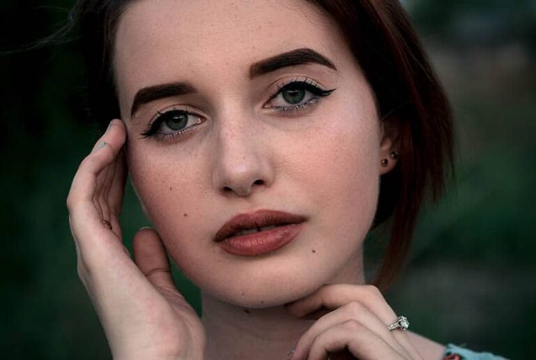 close up photo of young woman face
