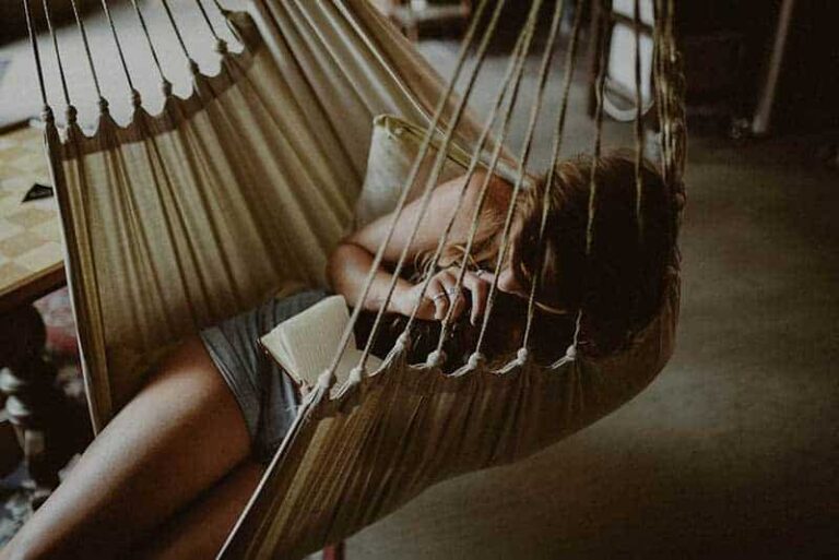 woman lying on the swing
