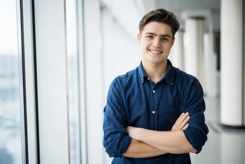 handsome young man smiling