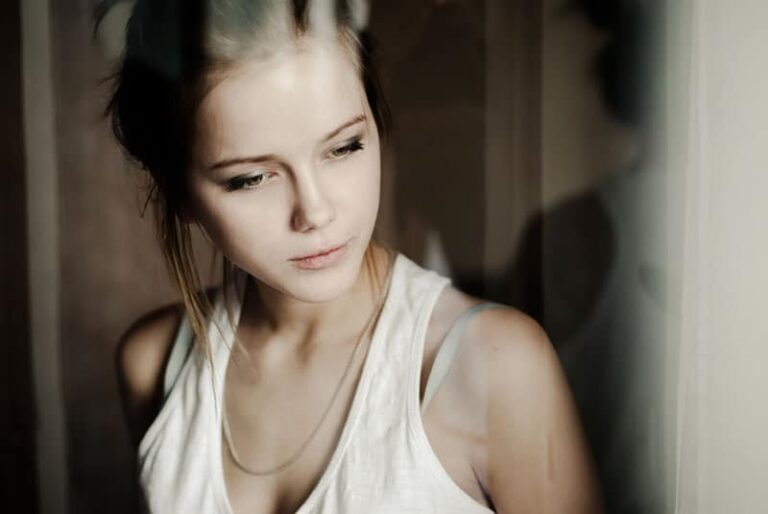 sad beautiful woman looking away