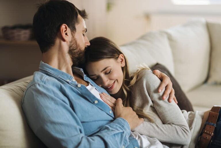 couple sitting in hug