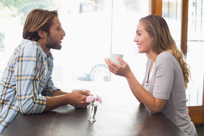 couple drinking tea and talking