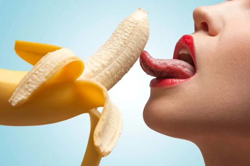 hot girl licking a banana