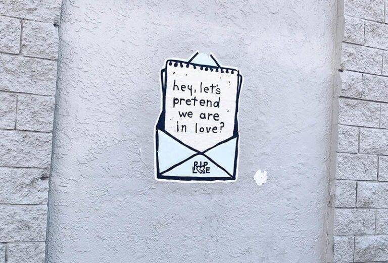 envelope and letter painted on the wall