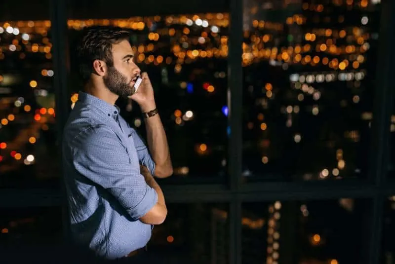 young businessman having a conversation on a smartphone