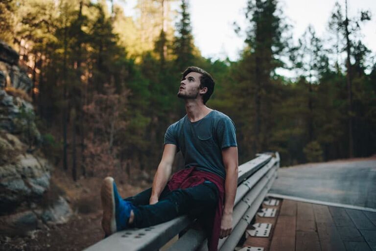 man sitting on the bench alone