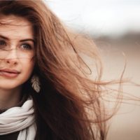 beautiful girl with windy hair