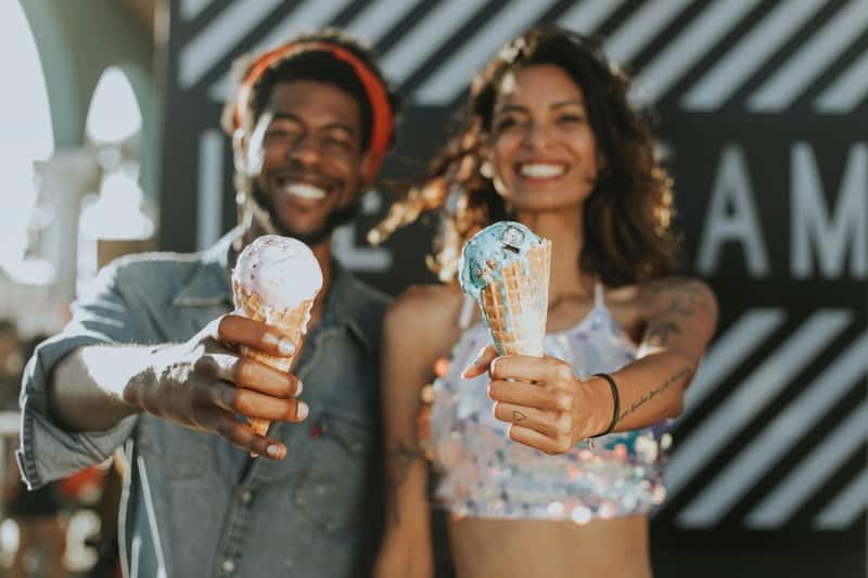 man and woman with ice-cream