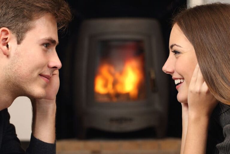 woman and man looking in eyes