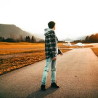 man walking down the street