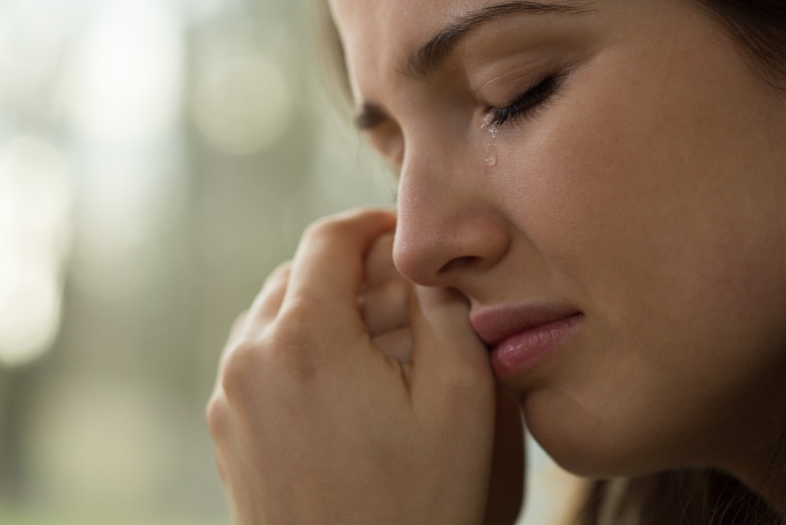 young woman crying