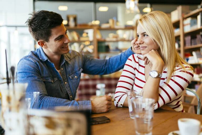 young couple flirting