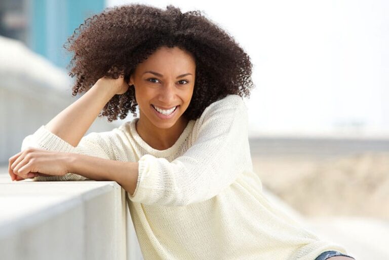 pretty smiling woman posing