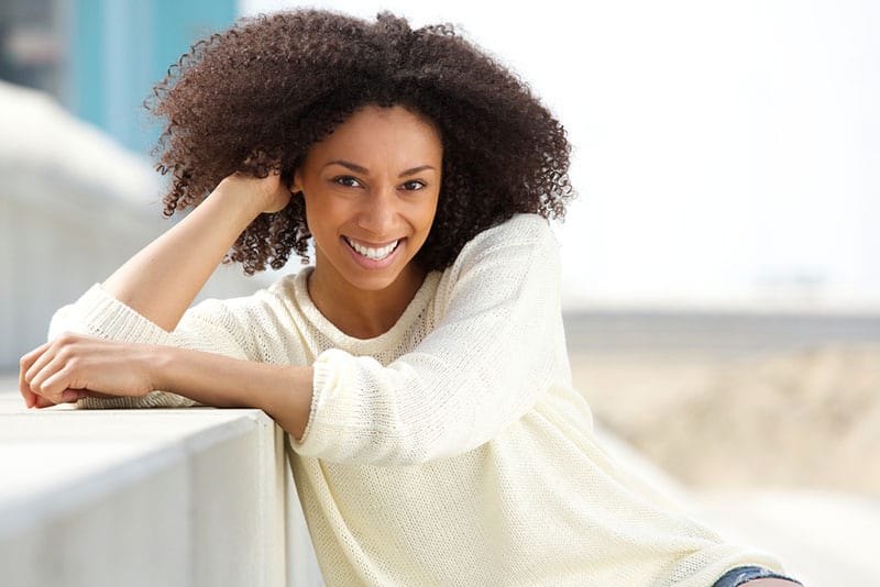 pretty smiling woman posing