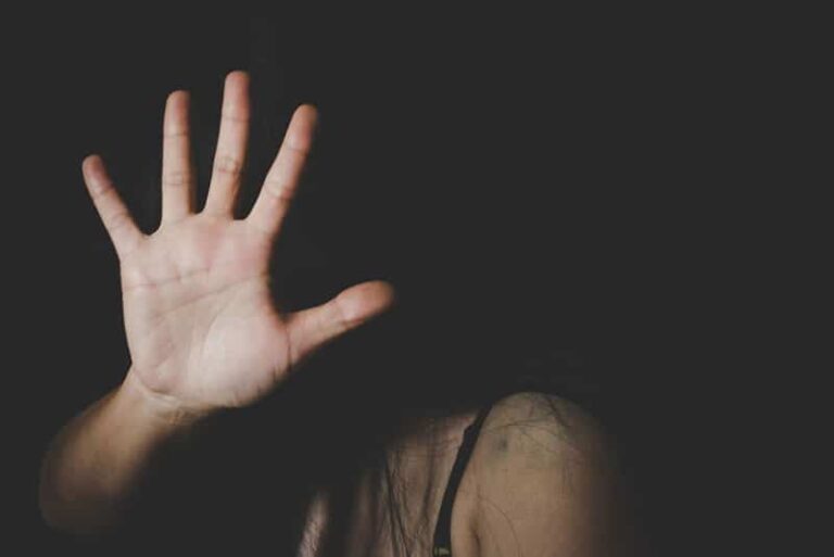 abused woman defending herself