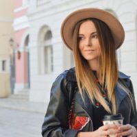 beautiful woman posing with hat