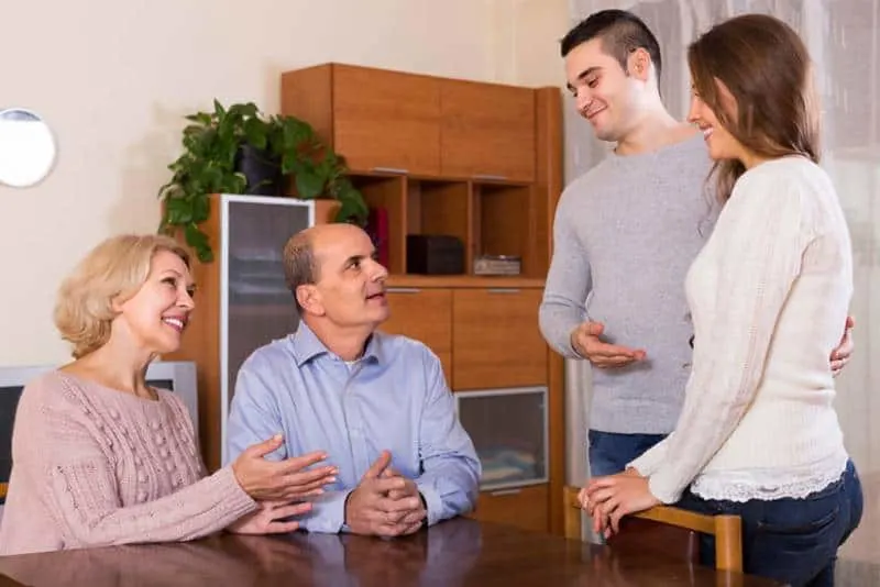 man introducing a girlfriend to his family