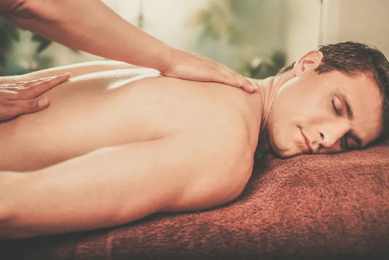 woman massages man