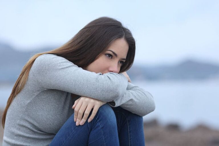 sad woman looking away