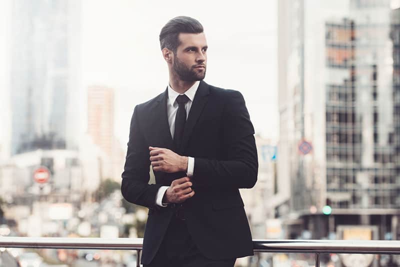 handsome man posing in suit