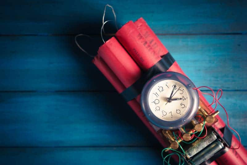 time bomb on a wooden background